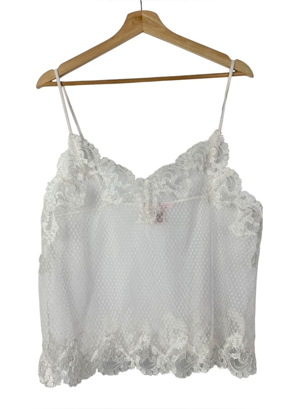 Victoria's Secret White Lace Trim Dot Print Cami Tank Top XL